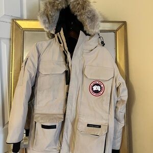 Original Use Beige Ski Jacket with Fur Hood